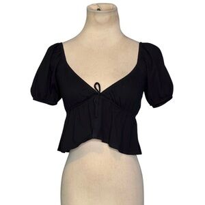 Aritzia Sunday Best Black Puff Sleeve Women's Top